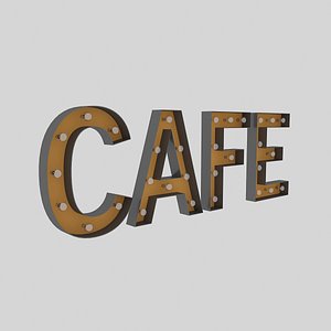 3D cafe sign bulb model
