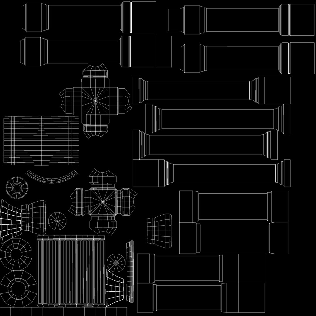 Set columns 3D model - TurboSquid 1663508