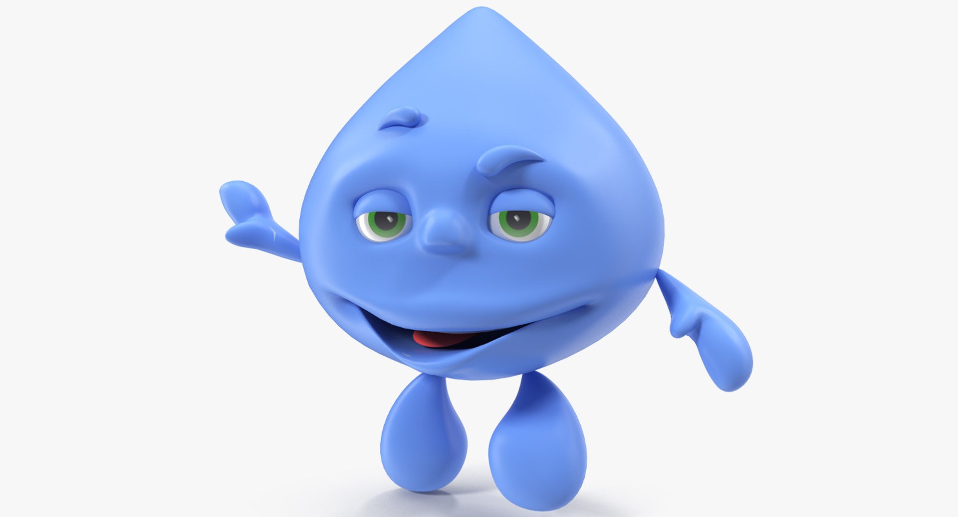 Cartoon Character Water Drop Rigged for Cinema 4D 3D Model 3D model preview