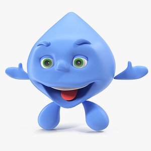 Cartoon Character Water Drop Rigged for Cinema 4D 3D Model