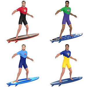 pack rigged surfer 3D model