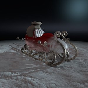 santa sleigh 3d obj