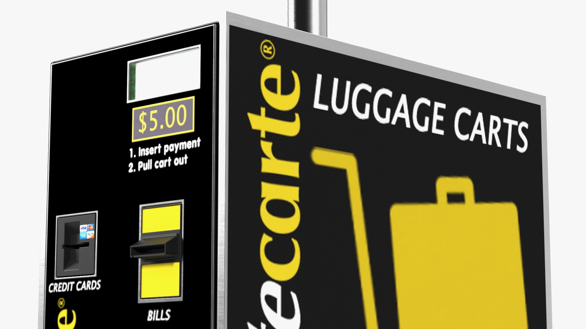 3D model Smartecarte Airport Cart Management Unit with Carts