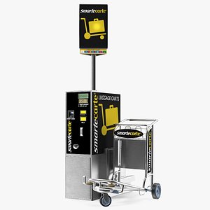 3D model Smartecarte Airport Cart Management Unit with Carts