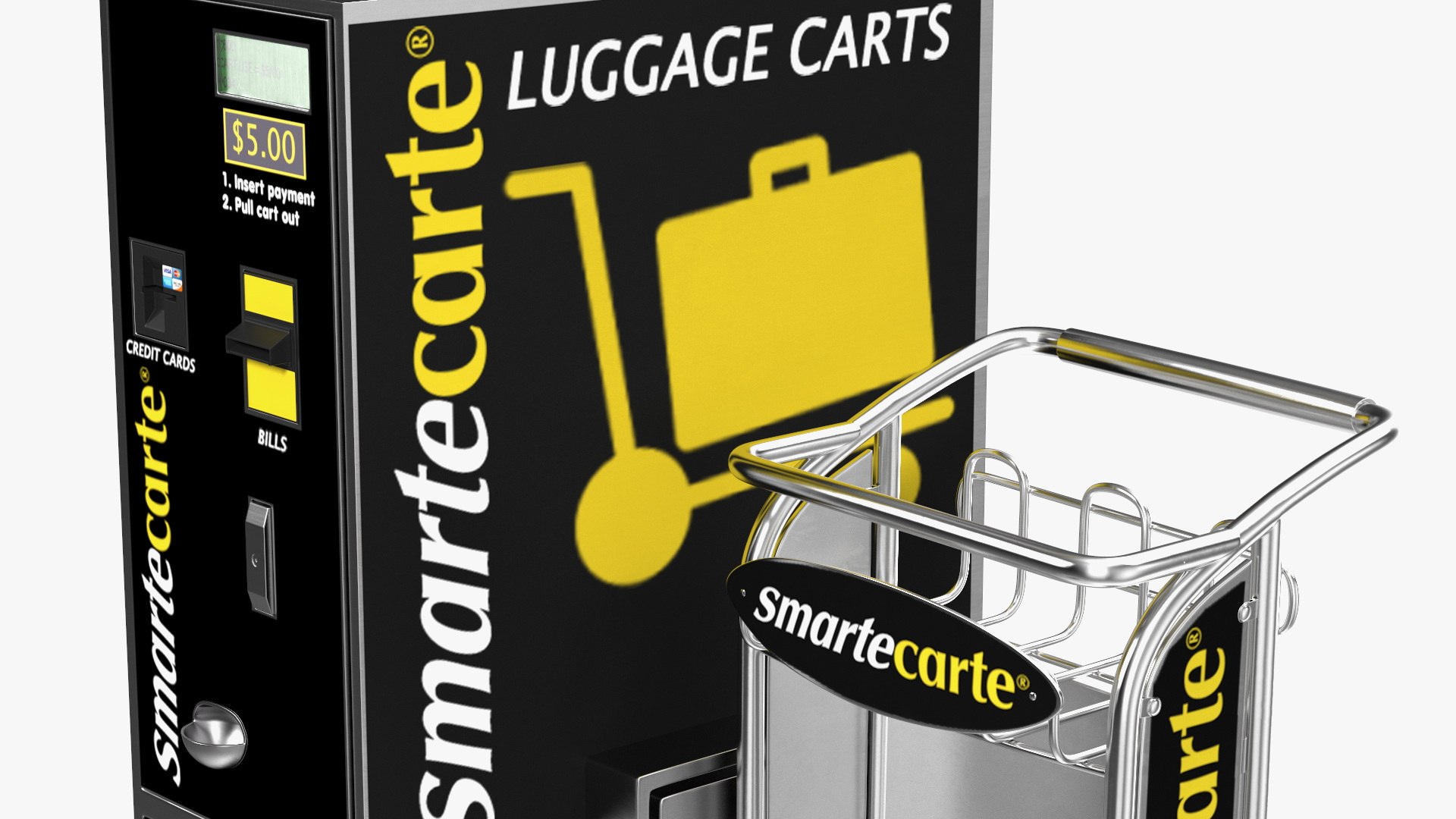 3D model Smartecarte Airport Cart Management Unit with Carts