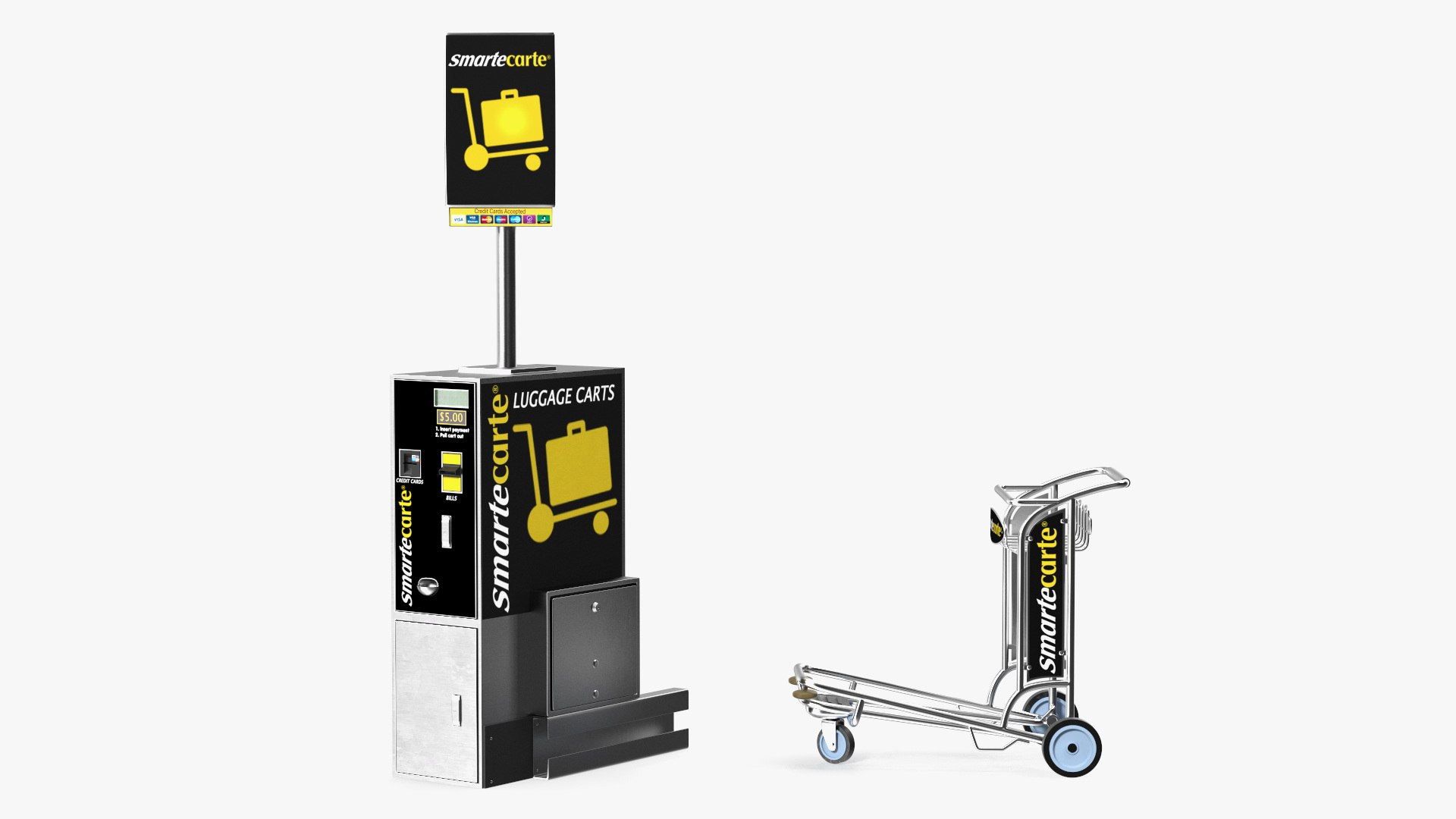 3D model Smartecarte Airport Cart Management Unit with Carts TurboSquid 2104236