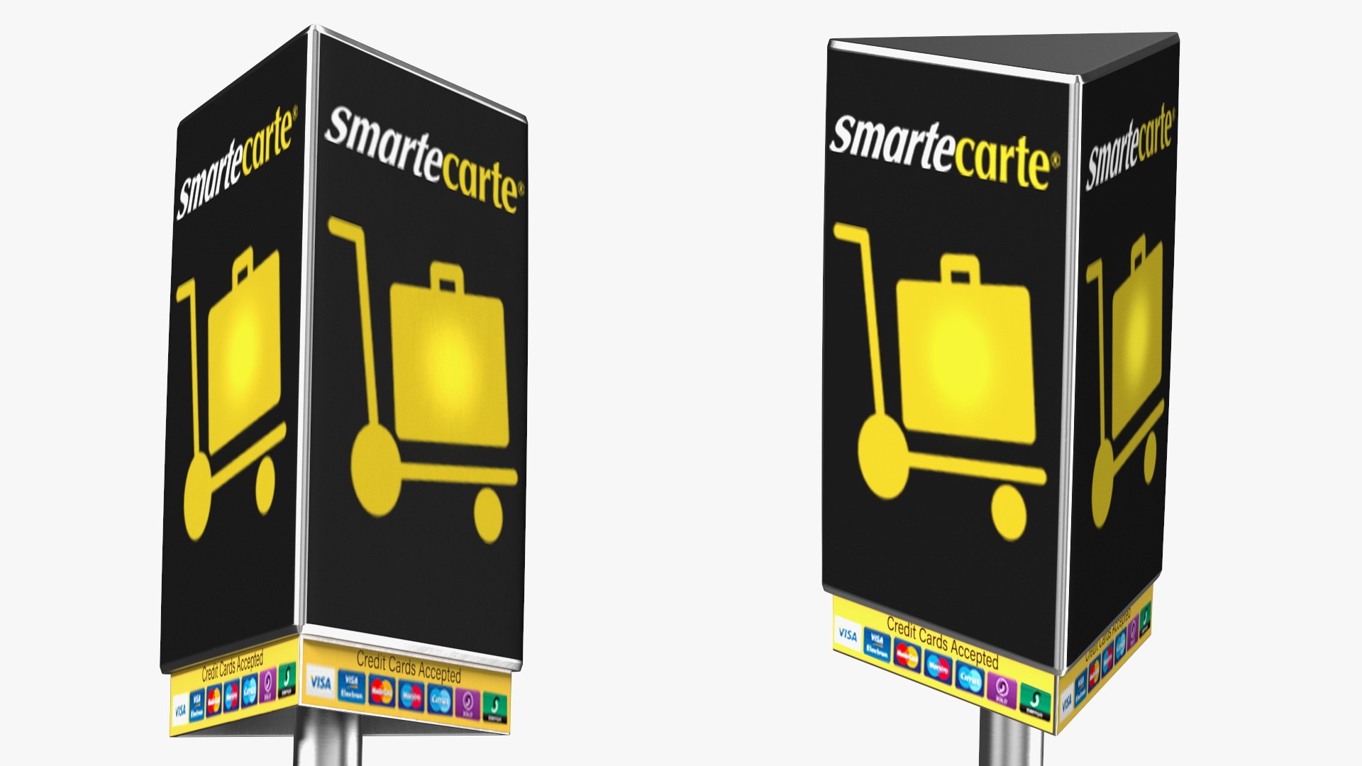 3D model Smartecarte Airport Cart Management Unit with Carts