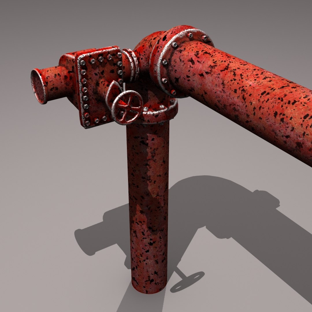 rusty red valve 3d model