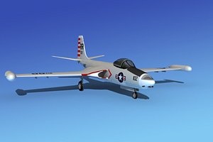 3d model of cockpit f2h banshee jet fighter