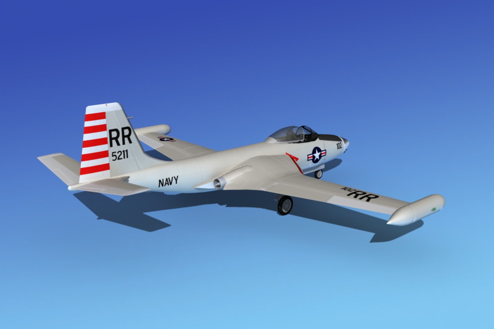 3d model of cockpit f2h banshee jet fighter