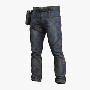 3D Survival Denim Pants with Realistic Wear