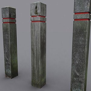 wooden post weathered 3d model