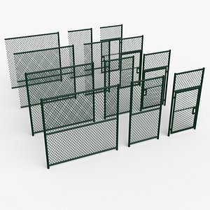 PBR Chain Link Fence For Court C 3D