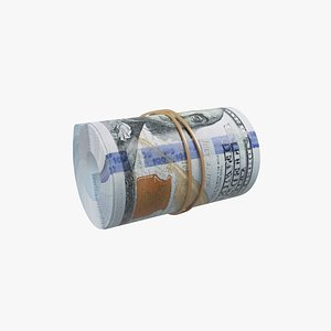 100 dollars roll 3D model
