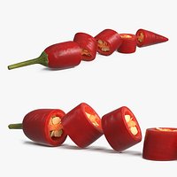 Sliced Chili Pepper with Seeds Red