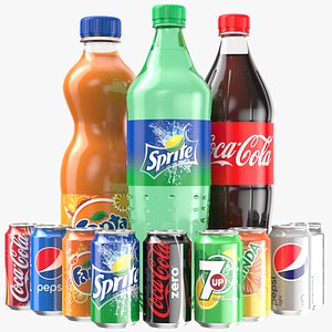 Soda Bottles And Cans Collection 3D