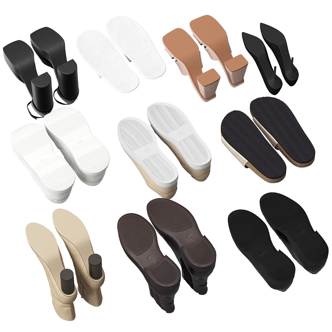 3D model Shoes ZARA set 01 https://p.turbosquid.com/ts-thumb/ID/6jcyrd/16/preview09/jpg/1698422927/1920x1080/fit_q87/70925af8f1d2c408817b0b5228170ec6299d26a7/preview09.jpg