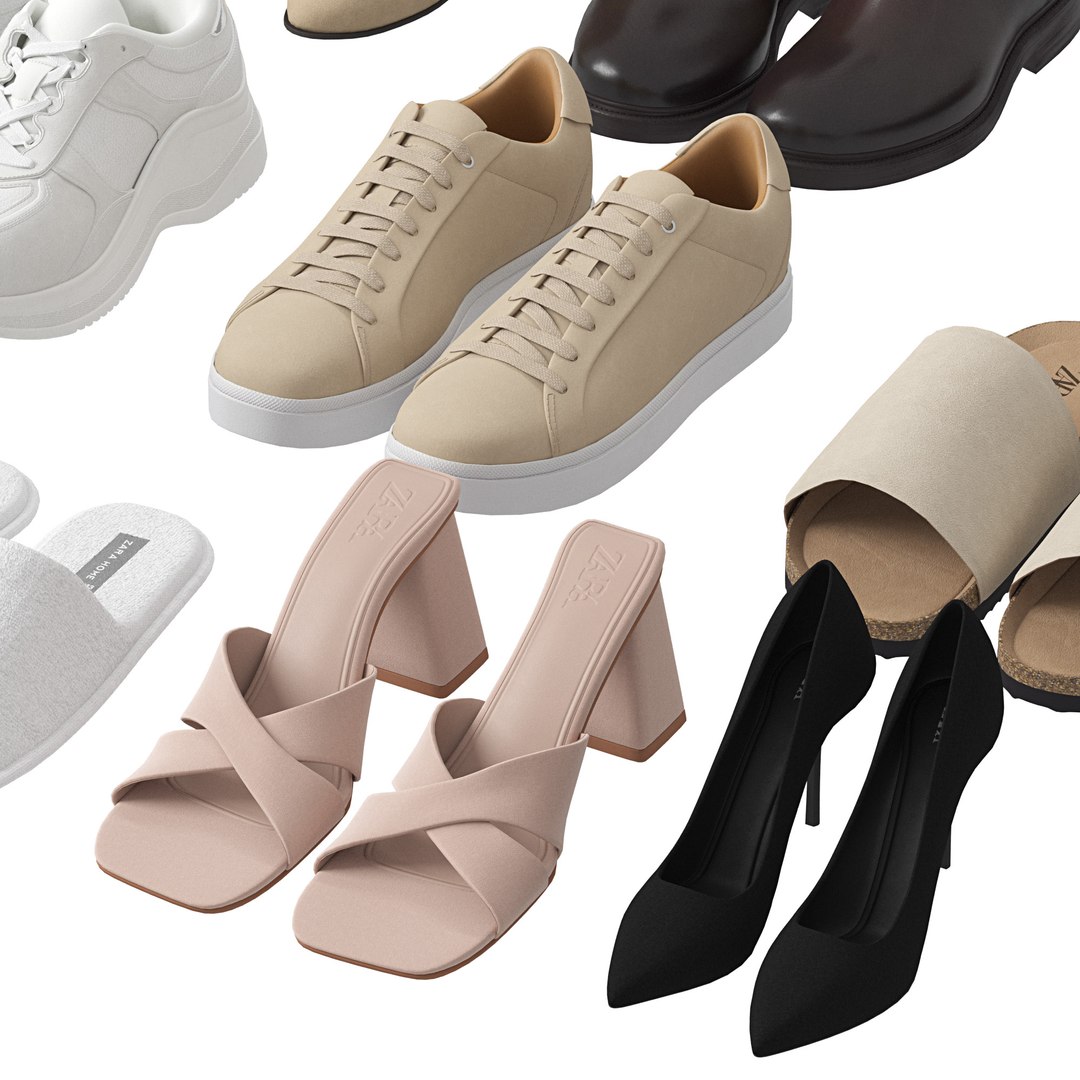 3D model Shoes ZARA set 01 https://p.turbosquid.com/ts-thumb/ID/6jcyrd/85/preview03/jpg/1698422924/1920x1080/fit_q87/5bb8a0fc5cec2b265baf9e07c78403f7247157cf/preview03.jpg