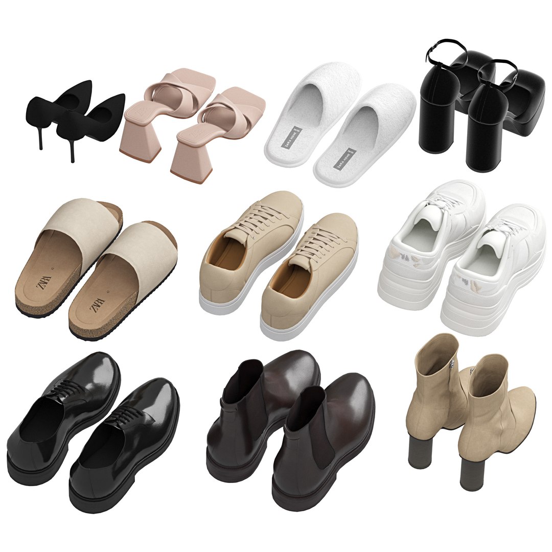 3D model Shoes ZARA set 01 https://p.turbosquid.com/ts-thumb/ID/6jcyrd/gJ/preview02/jpg/1698422923/1920x1080/fit_q87/e8e683b5a62298854bc69423ddcfde7afed7697d/preview02.jpg