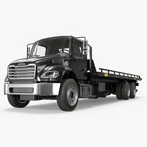 Cargo Flatbed Truck Vehicle Black Simplified model