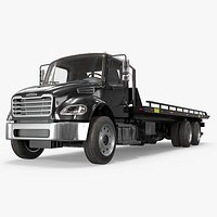 Cargo Flatbed Truck Vehicle Black Simplified