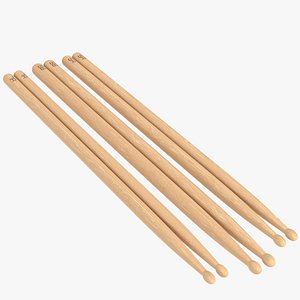 Drum sticks 5A 5B 7A 3D model
