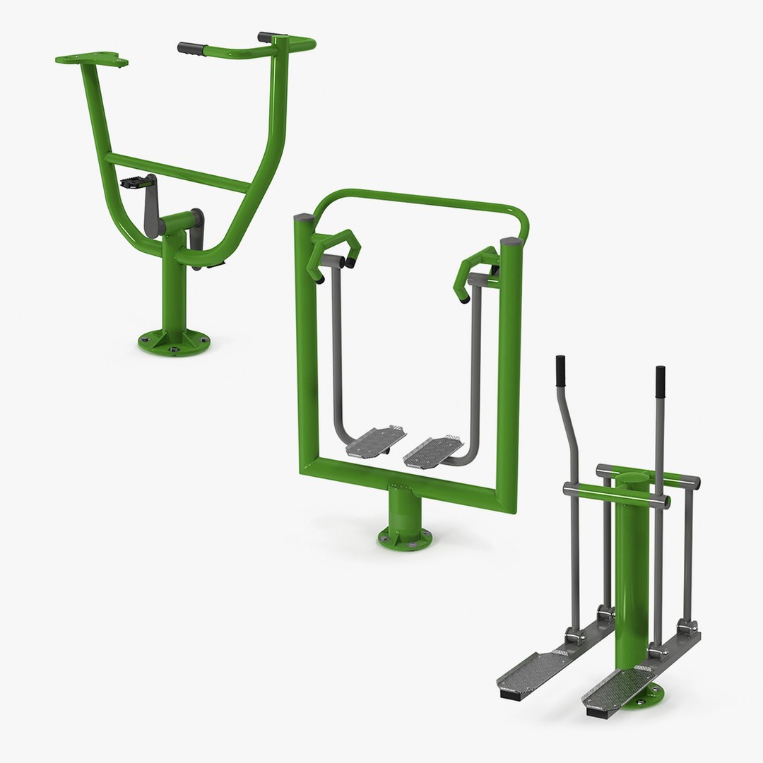 Outdoor Fitness Equipment Collection 2 3D model preview