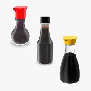 Soy Sauce Bottles Collection 3D model