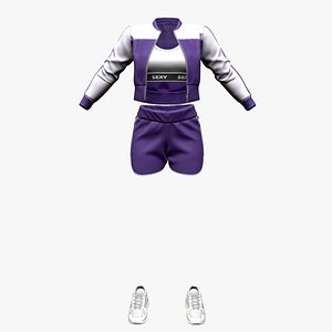 3D Purple White Runner Sports Outfit