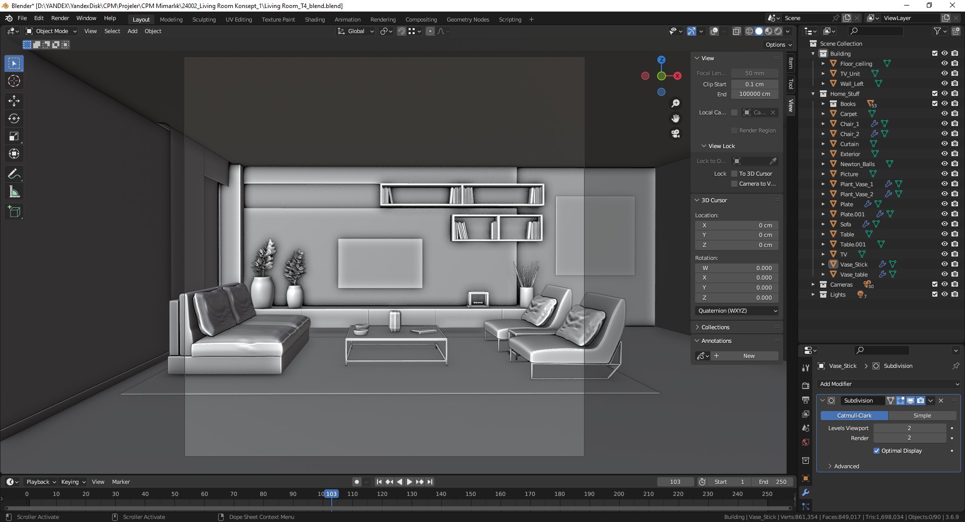 Living Room CPM 1 Model - TurboSquid 2201368