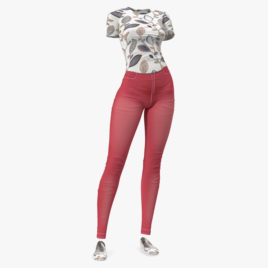 Casual Women Summer Suit 3D model preview