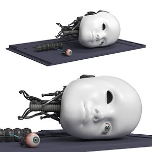 3D model Cybernetic Eye Implant with Humanoid Head