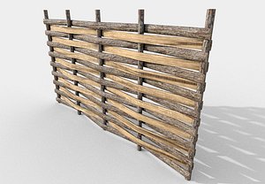 Modular Wooden Fence 6 3D
