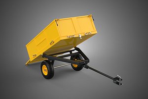 3D model HEAVY DUTY TIPPING DUMP TRAILER CARGO CART WAGON TRACTOR VEHICLE