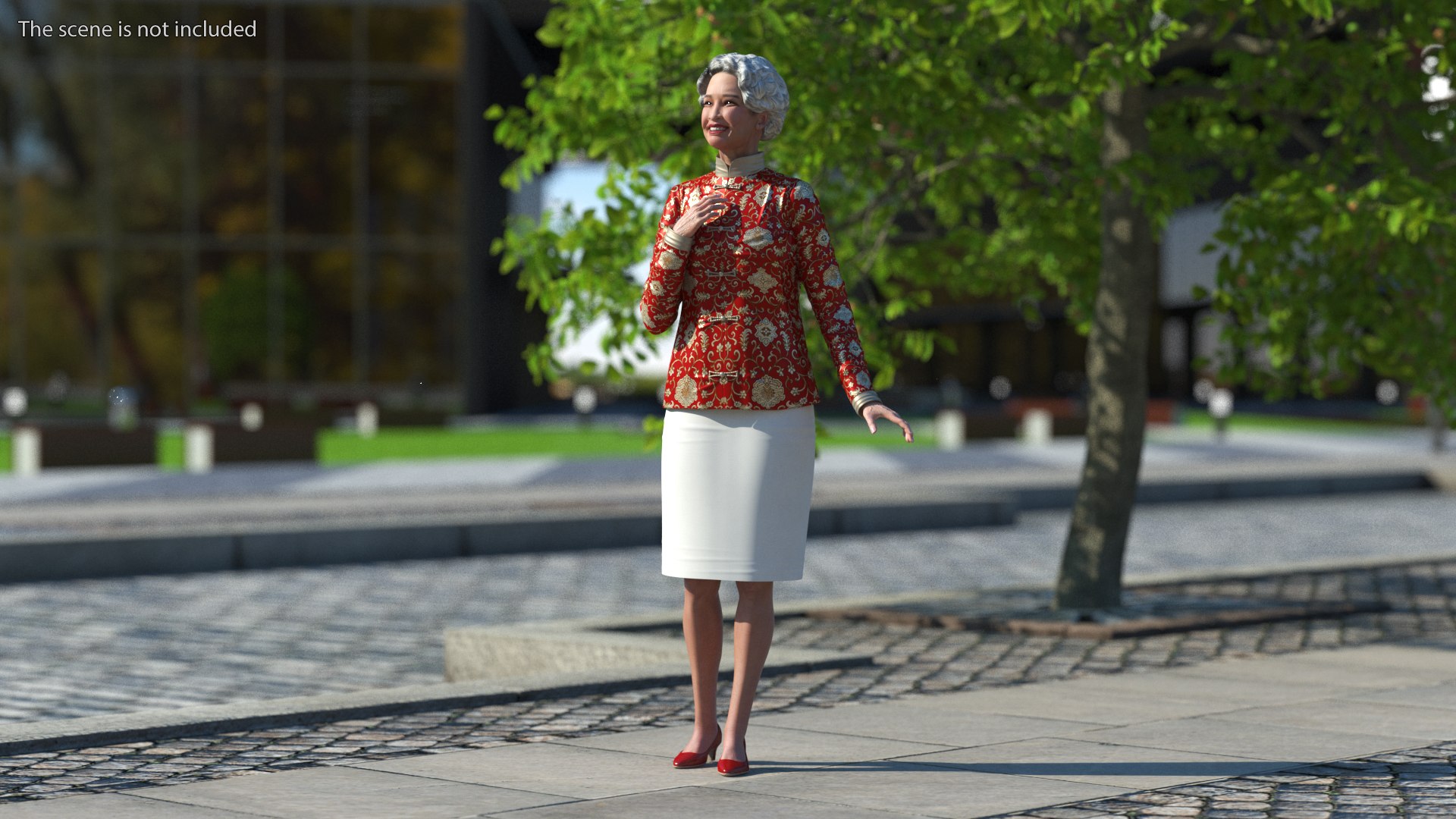 Chinese Elderly Woman Formal Wear Rigged Model - TurboSquid 2083659