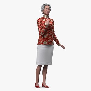 Chinese Elderly Woman Formal Wear Rigged