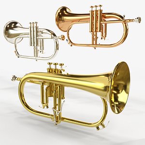 Flugelhorn Three Types of Materials   Brass  Copper and Silver