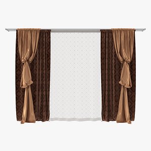 3d curtain bishop sleeve drapery model