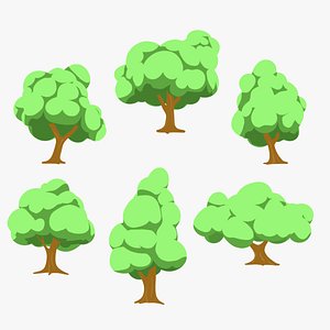 3D Cartoon Trees - pack of six