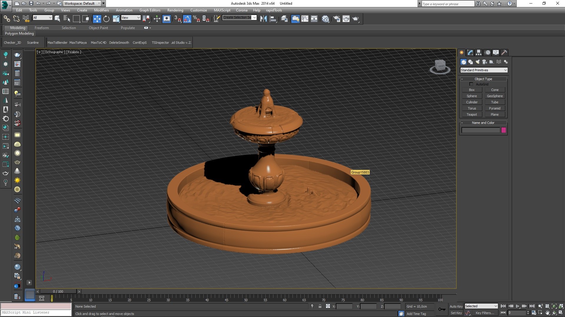 Classic Stone Garden Fountain for 3D Print 3D model preview