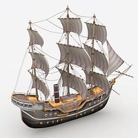 Steam Sailing Ship Retro Vessel