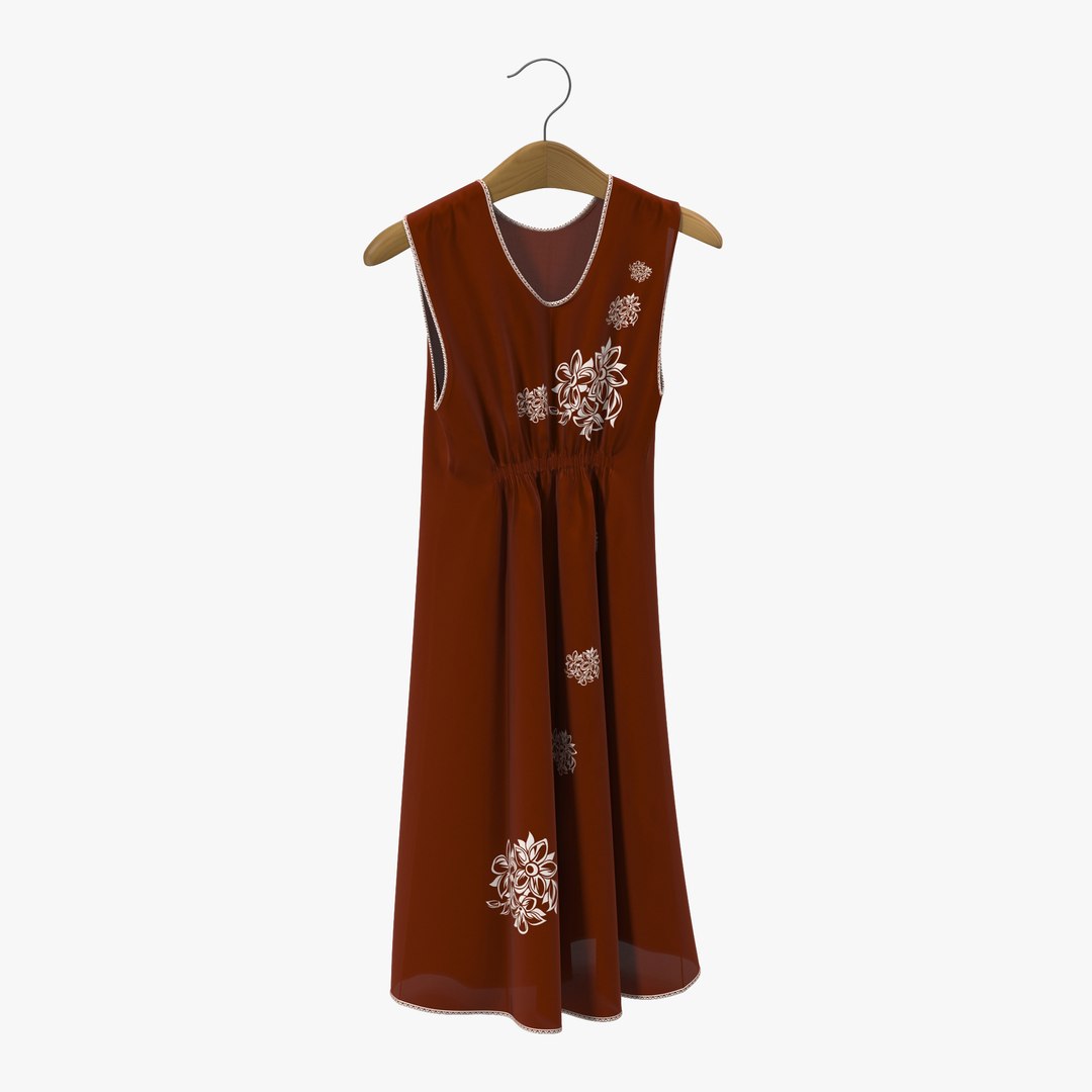 Dress On Hanger Red 3D Model 3D model preview
