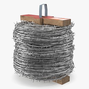 Barbed Wire Roll on Wooden Stand