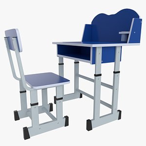 3D School Study Table and Chair