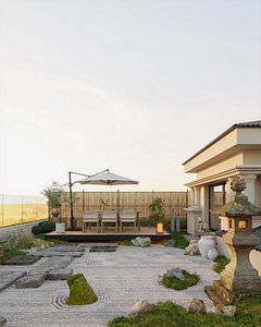 japanese courtyard interior 3D model