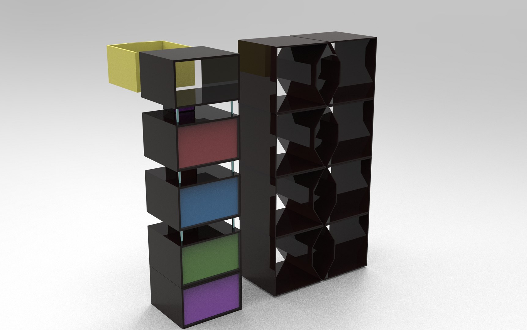 3D Model Bookshelves With Different Sizes Drawers TurboSquid 1952523