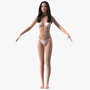 3D Chinese Woman Lingerie T-pose