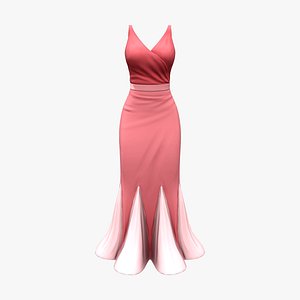 3D 1930 Cowl Open Bare Back Bias Cut Dress model