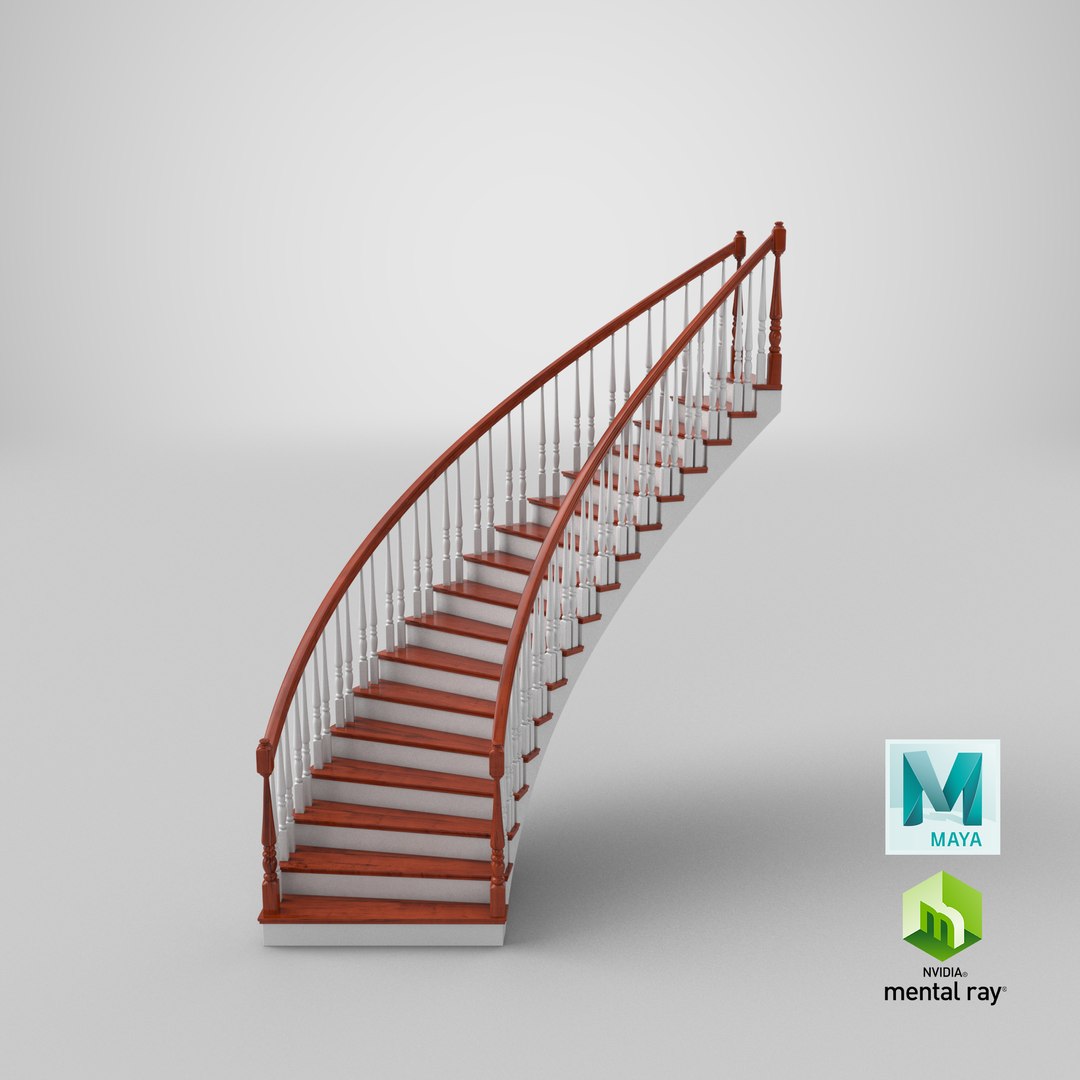 Residential Staircase Curved 3D - TurboSquid 1214743