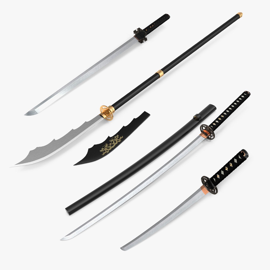 Japanese Swords Collection 3D model preview